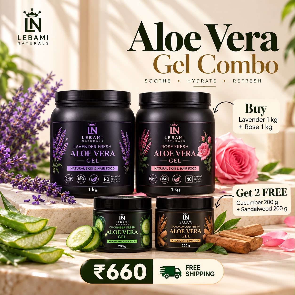 Lebami Naturals Aloe Vera Gel Combo