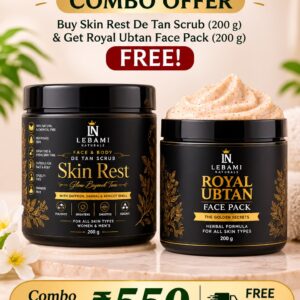 Lebami Naturals De Tan Scrub & Royal Ubtan Face Pack Combo